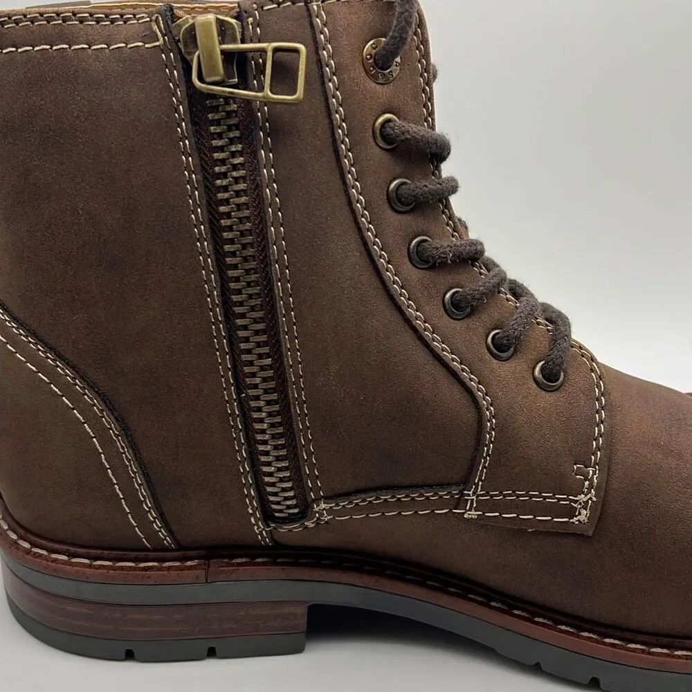 Dockers Mens Rawls Rugged Lace-up Synthetic Leather Lugged Sole Cap Toe Boot M11